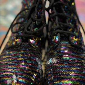 Dr. Martens Multicolor Sequin Lace Up Boots